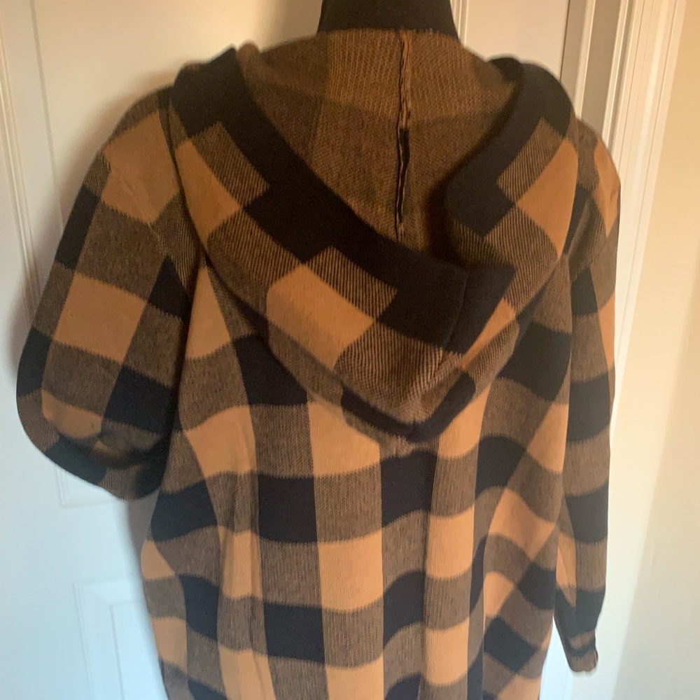Denim & Co. Knit Buffalo Checkered Pattern Button-Up Cardigan